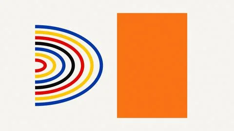 Multicolored concentric circles graphic design on orange background Stock Illustration