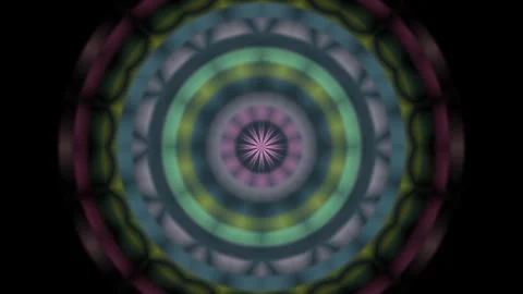 Multicolored concentric mandala with symmetrical geometric rings Stock Footage 342888660