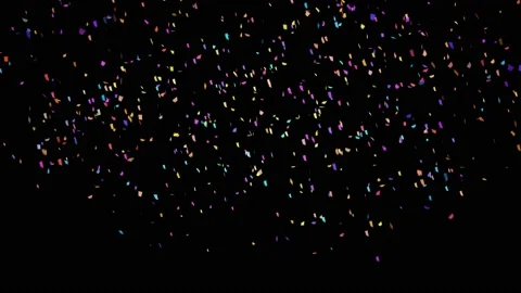 Multicolored confetti exploding on a black background with copy space Stock Footage 166527766