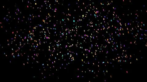 Multicolored confetti exploding on a black background with copy space. 3d ren イラスト素材