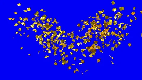 Multicolored confetti exploding on the sides of the screen in 4K with Alpha Stock Footage 154031590