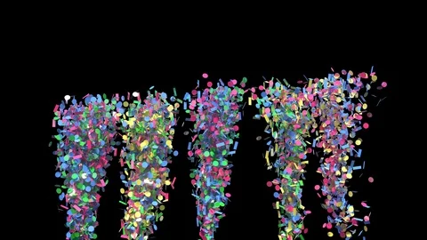 Multicolored confetti explosion with alpha chanel. 3d color realistic party holi Stock Footage 121386014