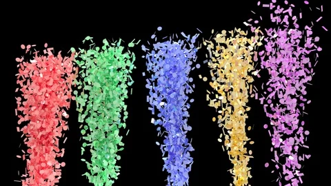 Multicolored confetti explosion with alpha chanel. 3d color realistic party holi Stock Footage 121386016