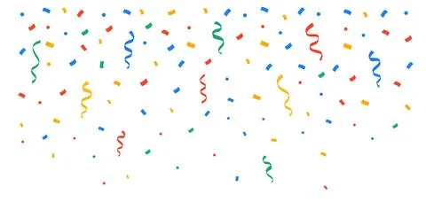Multicolored confetti explosion, Confetti and Festive Ribbons falling Stock Illustration