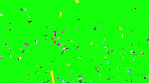 Multicolored Confetti falling over green screen. Holiday or party background. Stock Footage