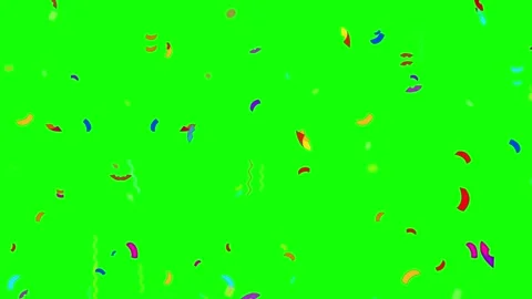 Multicolored confetti falling slowly against green screen background Stock Footage 338314541