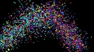 Multicolored Confetti Party Popper Explosion Isolated On A Black Background Stock Footage