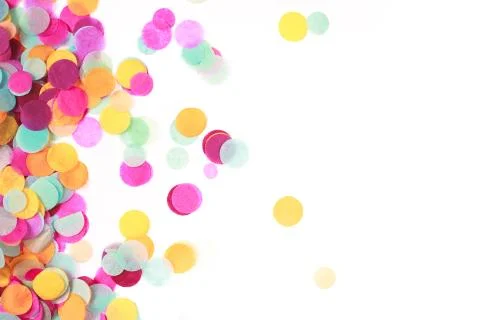 Multicolored confetti on white Stock Photos