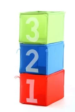 Multicolored containers isolated on white Stock Photos