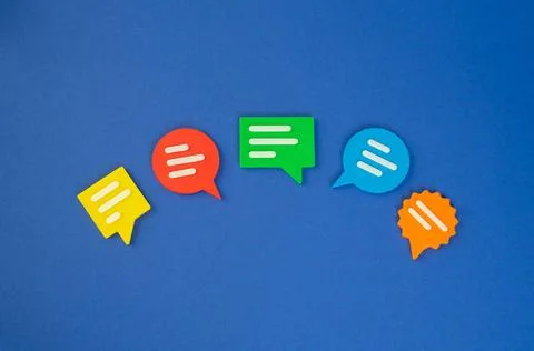 Multicolored conversation bubbles. Replicas and suggestions. Comments, ideas  Stock Photos