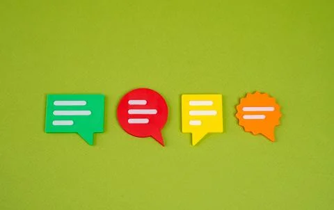 Multicolored conversation clouds. Communication and sharing ideas. Conversa.. 库存照片