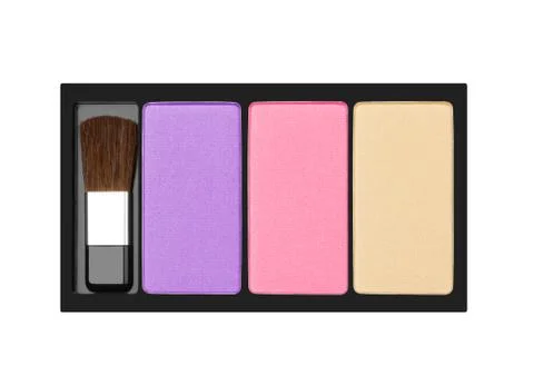 Multicolored cosmetics eyeshadows in the box isolated on white Stock-Fotos