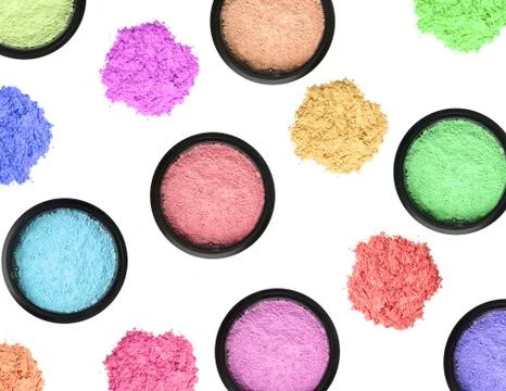 Multicolored cosmetics eyeshadows in the box isolated on white Фото