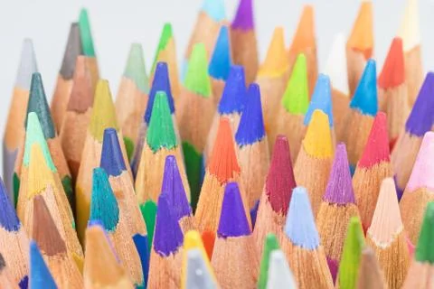 Multicolored crayons closeup. Stock Photos