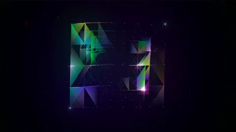 Multicolored cube, frame, on a dark background, for logo, presentation Stock Footage 145325709