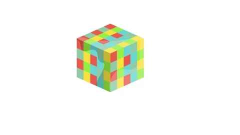 A multicolored cube with a square in the middle, creating an eye-catching g.. Stock Footage 332540909