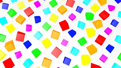 Multicolored cubes falling on a white background. abstract animation. 3d render Stock Footage 120613124