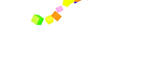 Multicolored cubes falling on a white background. abstract animation. 3d render Stock Footage 120613151