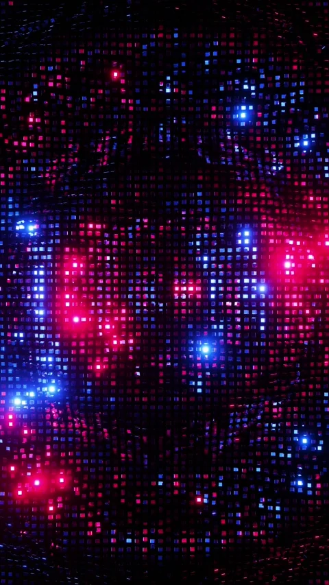 Multicolored cubes pulsating to the beat of the music. Vertical looped video Stock Footage 229459803