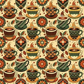 Multicolored cups pattern Stock Illustration