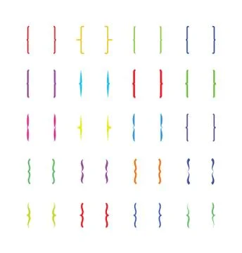 Multicolored curly brackets, braces vector icons Stock Illustration