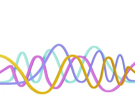 Multicolored curved horizontal lines isolated on white background Illustrazione stock