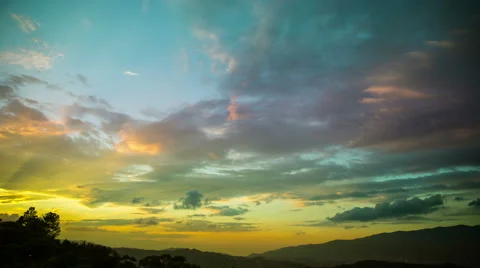 Multicolored day to night time lapse sunset 4k 4096 x 2340 Stock Footage