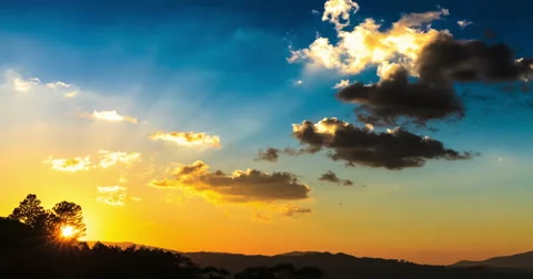 Multicolored day to night time lapse sunset 4k 4096x2160 Stock Footage 41972211