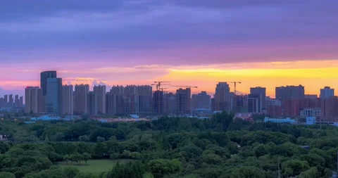 Multicolored Day To Night Time Lapse Sunset Over Forest In City 스톡 동영상 194909124