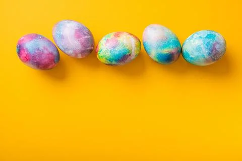 Multicolored decorated Easter eggs Stock Photos