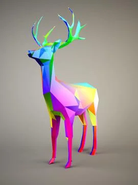 Multicolored  Deer on gray background Stock Illustration