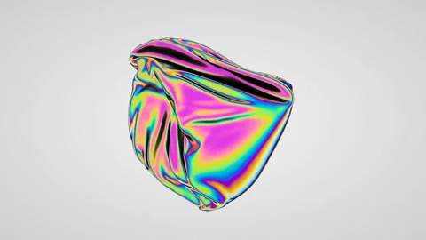 A multicolored deformed surface flies in the center of the frame on a white Stock Footage 121889363
