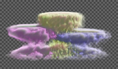 Multicolored dense cloud on a transparent background. Fantasy background. Stock Illustration