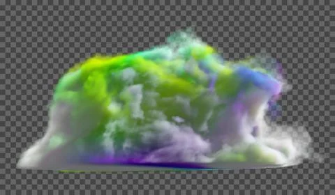 Multicolored dense cloud on a transparent background. Fantasy background. Stock Illustration