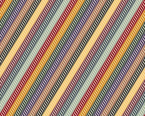 Multicolored diagonal lines with wavy geometric inserts. Seamless pattern. Stock Illustration