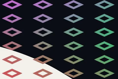 Multicolored diamond outlines repeat across a dark background while a curved Stock Illustration