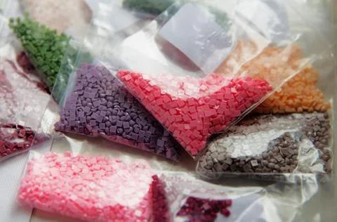 Multicolored diamond strases for handmade process of creation of diamond pa.. Stock Photos