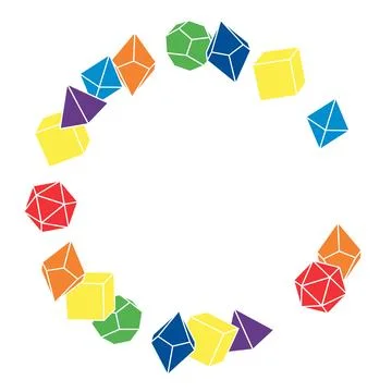 Multicolored dice frame in round shape, hand draw イラスト素材