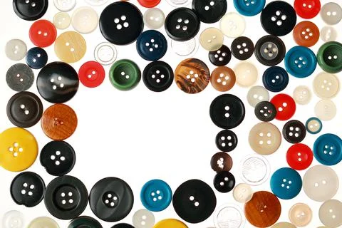 Multicolored different size buttons for clothes. Stock-Fotos