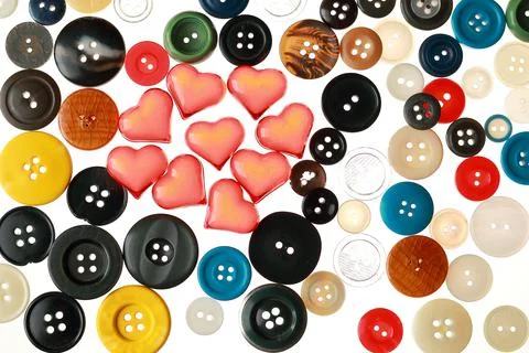 Multicolored different size buttons for clothes. Stock-Fotos