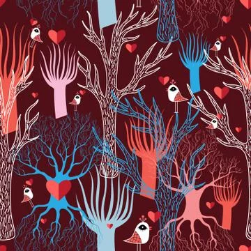 Multicolored different trees Stock Illustration