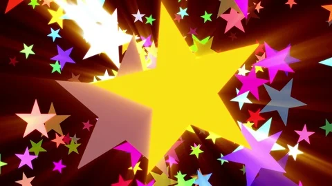 Multicolored Disco Stars Warm Rays VJ Motion Background Loop Roll Right Stock Footage 70664378