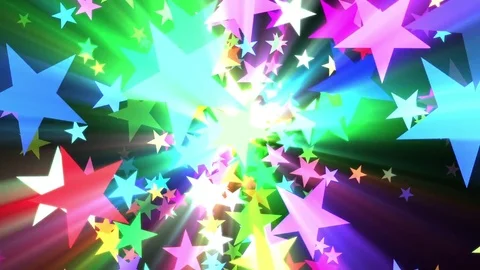Multicolored Disco Stars Warm Rays VJ Motion Background Loop Roll Right Video stock 70665356