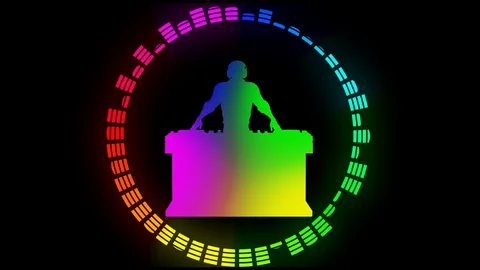 Multicolored DJ. Alpha channel. Alpha matte. Full HD. Stock Footage 84848036