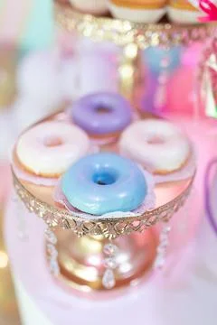 Multicolored donuts in glaze Stock Photos