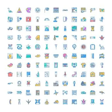 Multicolored doodle style icon set for design 스톡 일러스트