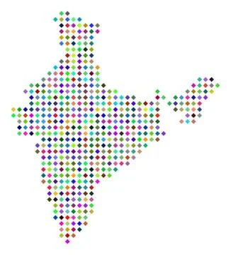 Multicolored Dot India Map Illustrazione stock