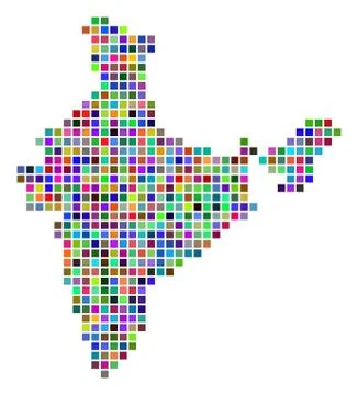 Multicolored Dot India Map Illustrazione stock