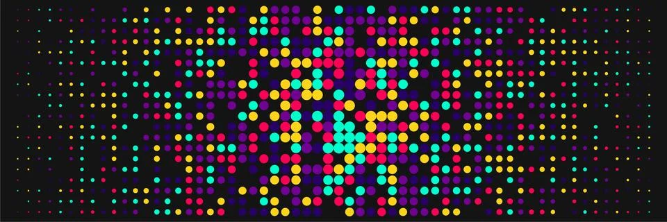 Multicolored Dot Pattern on Black Background for Creative Design Projects Illustrazione stock