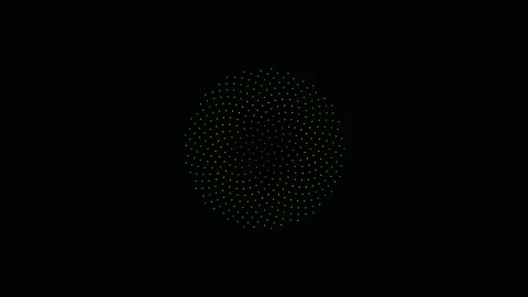 Multicolored Dot Sphere: Concentric RGB Grid on Black Background 库存影片 339182056